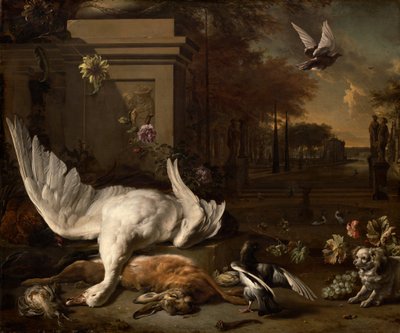 Still Life with Swan and Game before a Country Estate by Jan Baptist Weenix