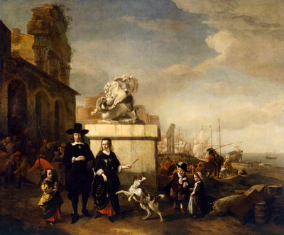 The Painter and His Family with Roman Ruins by Jan Baptist Weenix
