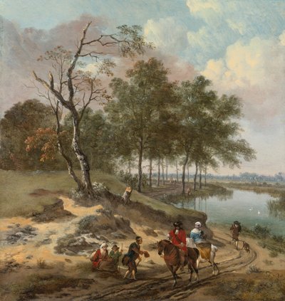 Landscape with Horsemen and Beggars by Jan Wijnants