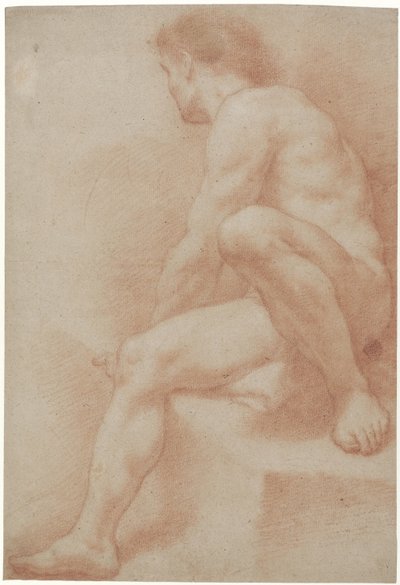 Seated Male Nude, with One Knee Raised by Jan Willem Pieneman