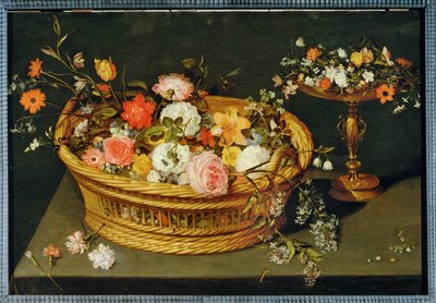 A Basket with Flowers and a Gilt Silver Cup by Jan the Younger Brueghel