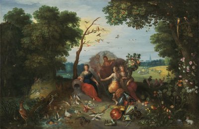 Landscape with Allegories of the Four Elements by Jan the Younger & Francken or Franck Ambrosius II (c.1590-1632) Brueghel