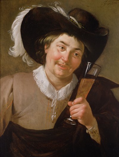 Portrait of a Man Holding a Wine Glass by Jan van Bijlert or Bylert