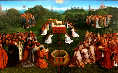 Adoration of the Lamb from the Ghent Altarpiece by Jan van Eyck