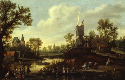 River Landscape with a Ferry by Jan van Goyen