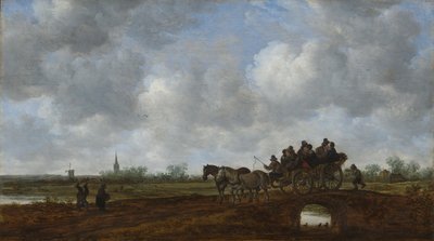 Landscape with Horse-drawn Carriage on a Bridge by Jan van Goyen