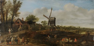 River Landscape with Windmill and Boats by Jan van Goyen