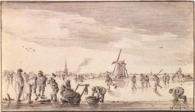 Winter Landscape with Skaters and Fishermen by Jan van Goyen