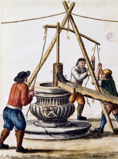 Digging well, illustration from Illustrated book of Venetian costumes, by Jan Grevenbroeck, watercolour, Italy by Jan van Grevenbroeck