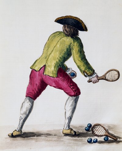 Man playing with racquet and balls, from The Illustrated Book of Venetian Costumes, Italy by Jan van Grevenbroeck