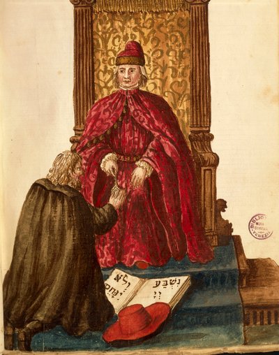 Republic dignitary swearing loyalty to Venetian Doge, from Gli Abiti de Veneziani, illustrated book of costumes by Jan van Grevenbroeck