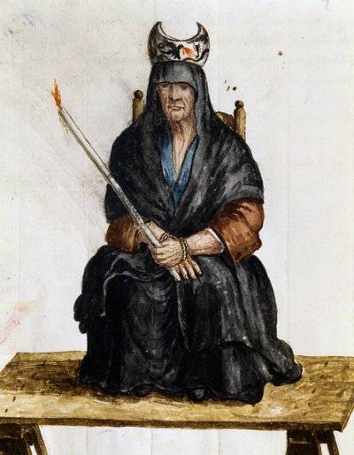 Sorceress, illustration from Costumes of Venetians of almost every age, diligently collected and painted in 18th century, Giovanni di Grevembroch (1731-1807) by Jan van Grevenbroeck