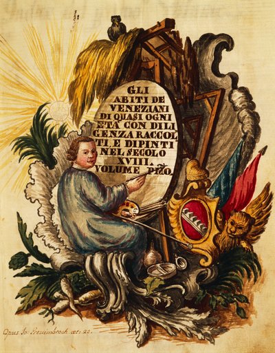 Venetian dress for all ages, diligently collected and painted, for 18th century, by Giovanni Grevembroch, title page by Jan van Grevenbroeck