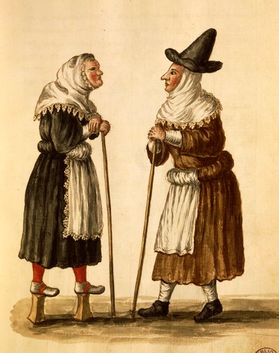 Venetian masks in use in 16th century, watercolour by Jan van Grevenbroeck
