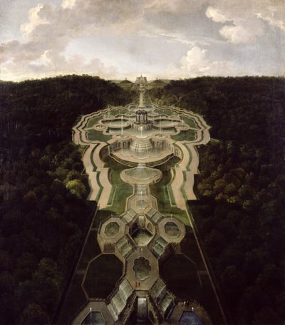 View over the Great Plaza with Temple at the Beginning of the Second Third of the Waterfalls to the Octagon by Jan van Nickelen