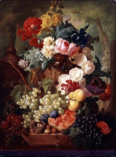 Roses, an Iris and a Poppy by Jan van Os