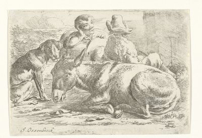Two Resting Donkey Drivers by Jan van Ossenbeeck