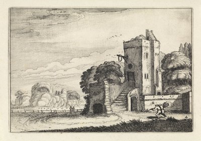 Figures with a Birdcage by a Tower in a Landscape by Jan van de Velde (II)