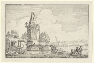 Landscape with a Tower and a Bridge over the River Niers (Landscapes series) by Jan van de Velde (II)