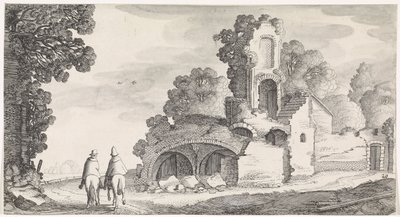 Landscape with Ruin and Two Riders by Jan van de Velde (II)