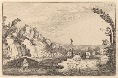 Cascade under a Stone Bridge by Jan van de Velde II