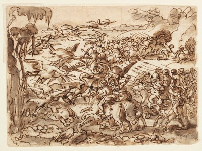 Battle between Pygmies and Cranes (detail) by Jan van der Straet, called Stradanus