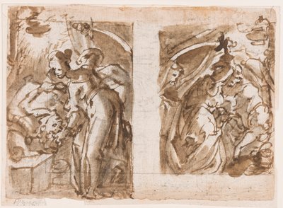 Recto: Two Views of Judith Killing Holofernes; Verso: Fountain in Fiesole by Jan van der Straet, called Stradanus