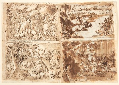 Deer Attacked by a Lynx; Cloelia and Her Companions Escape Porsena