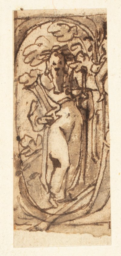 Sketchbook Page with Homer by Jan van der Straet, called Stradanus