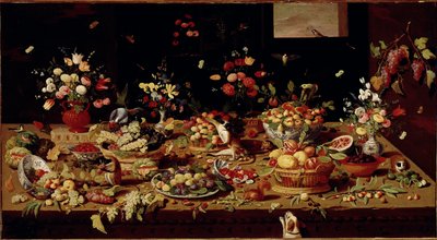 Still Life with Fruit and Flowers by Jan van the Elder Kessel