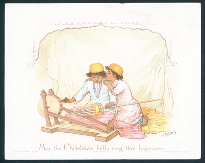 Victorian Christmas Card with Two Young Boys by Jane M. Dealy