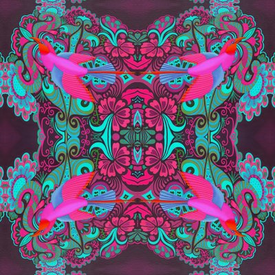 Flying Bird Pattern Maroon by Jane Tattersfield