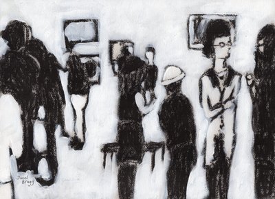 Gallery Opening in Charcoal and Gesso by Janel Bragg