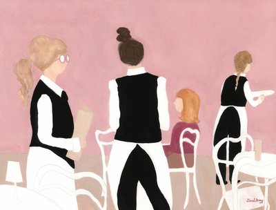 Waitresses from Cafe Sabarsky in Pink and Beige by Janel Bragg