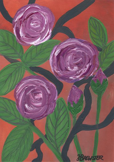 Purple Roses Bloom by Janine Brewster