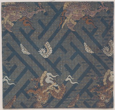 Buddhist Temple Furnishings Fabric, A Cover for a Sutra, Fragment by Japanese School