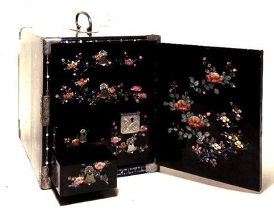 Carrying casket, painted decoration with mother of pearl inlay, Japanese by Japanese School