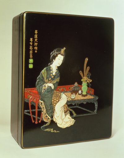 Chinese-style writing box, inscribed with the green pottery seal of Ritsuo by Japanese School