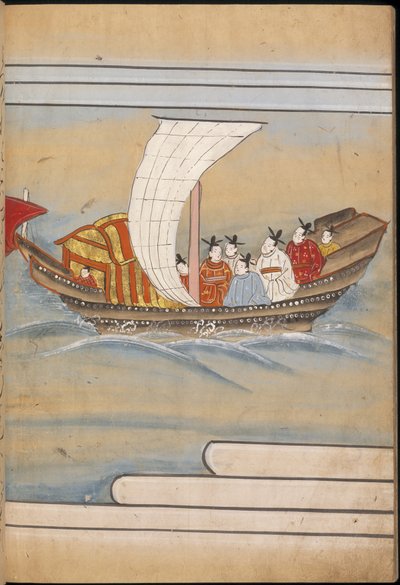 Chinese envoys in a boat, illustration from the 