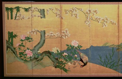 Egrets in a Stream with an Island of Irises, Edo Period by Japanese School