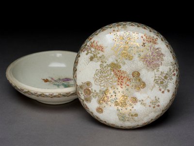 Incense box with chrysanthemums and geometric patterning, 19th century by Japanese School