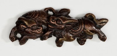 Menuki, or Grip Ornament, in the Form of Two Kirin, Mythical Beasts by Japanese School