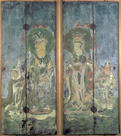One of a Pair of Shrine Doors, depicting Brahma and Indra or Bonten and Taishakuten, Muromachi period by Japanese School