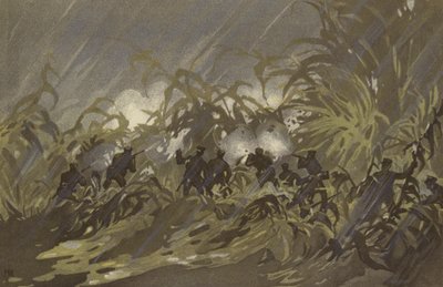 Our Infantry Soldiers Skirmishing in a Field of Millet Near Liao-yang by Japanese School