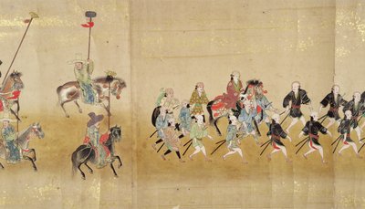 Sixth Korean Embassy to Japan in Meireki 1 at the time of Tokugawa Ietsunas succession in 1651, possibly by Kano Masunobu (1625-94) (detail) by Japanese School
