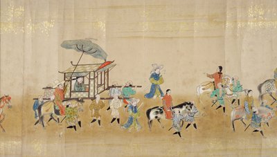 Sixth Korean Embassy to Japan in Meireki 1 at the time of Tokugawa Ietsunas succession in 1651, possibly by Kano Masunobu (1625-94) (detail) by Japanese School