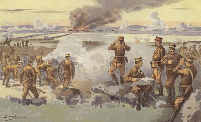 The Bombardment of Liao-yang by Our Artillery by Japanese School