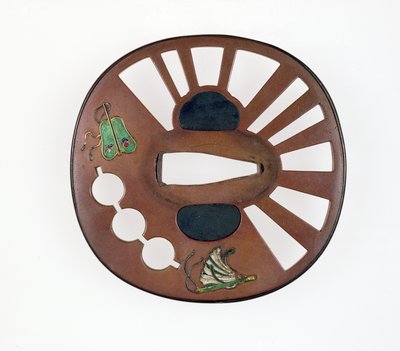 Tsuba decorated with fans by Japanese School