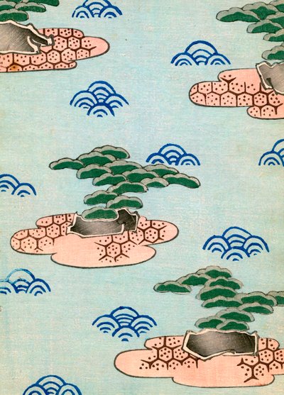 Woodblock Print of Trees on Islands by Japanese School