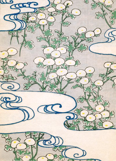 Blooming Vines and Wave Pattern by Japanese School